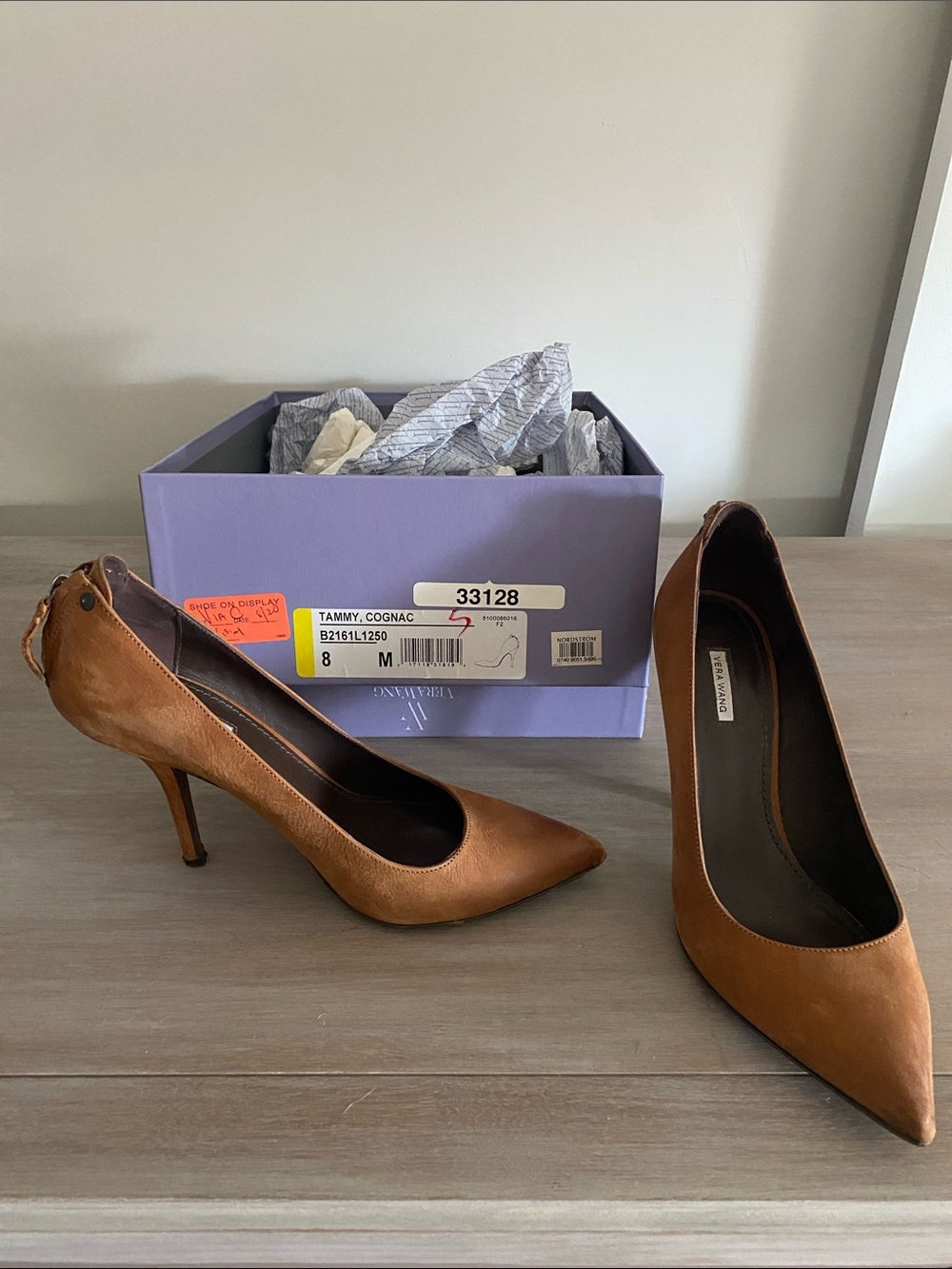 Vera Wang Cognac Pointed Toe Stiletto Pumps